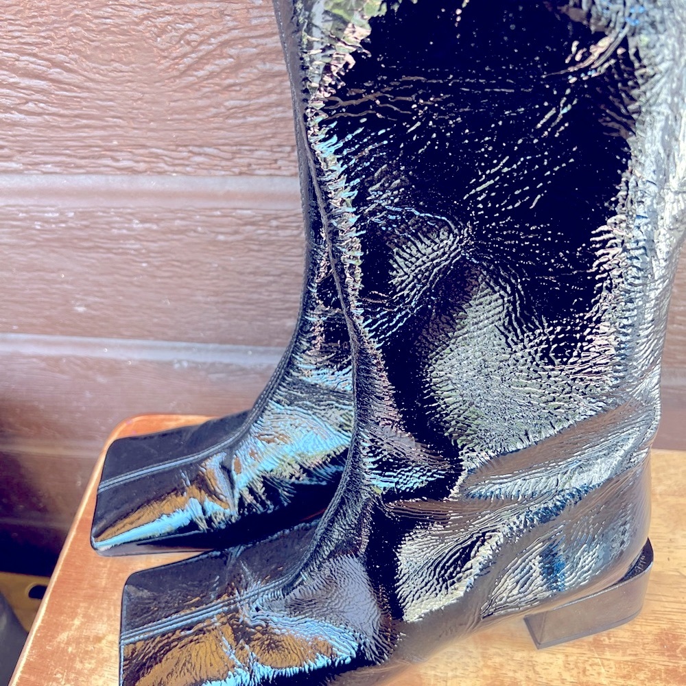 Miista Shiny Black Heeled Boots